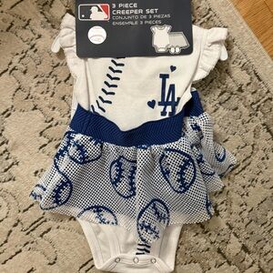 LA Baseball Themed Baby Creeper Set - White and Blue